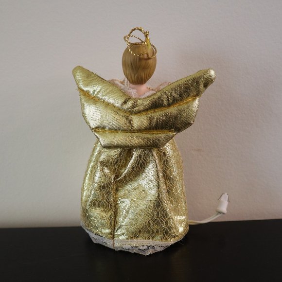 Vintage Porcelain Gold Angel Holding Light Christmas tree topper or ornament 🎄 - Picture 6 of 6
